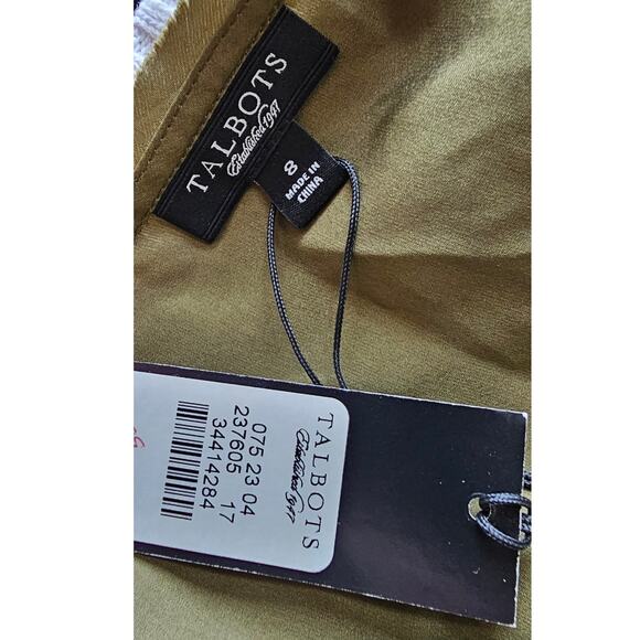 NWT Talbots Silk Cap Sleeve Floral Boho Pullover Top Women Size 8 Green V-Neck‎ - Picture 5 of 5